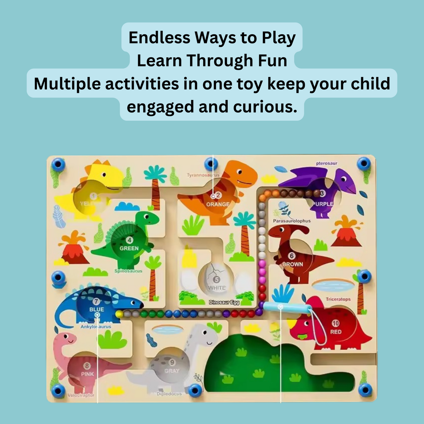 Florenelle™ Montessori Color & Number Board – Magnetic Bead Maze Game for Kids (3–6 yrs)
