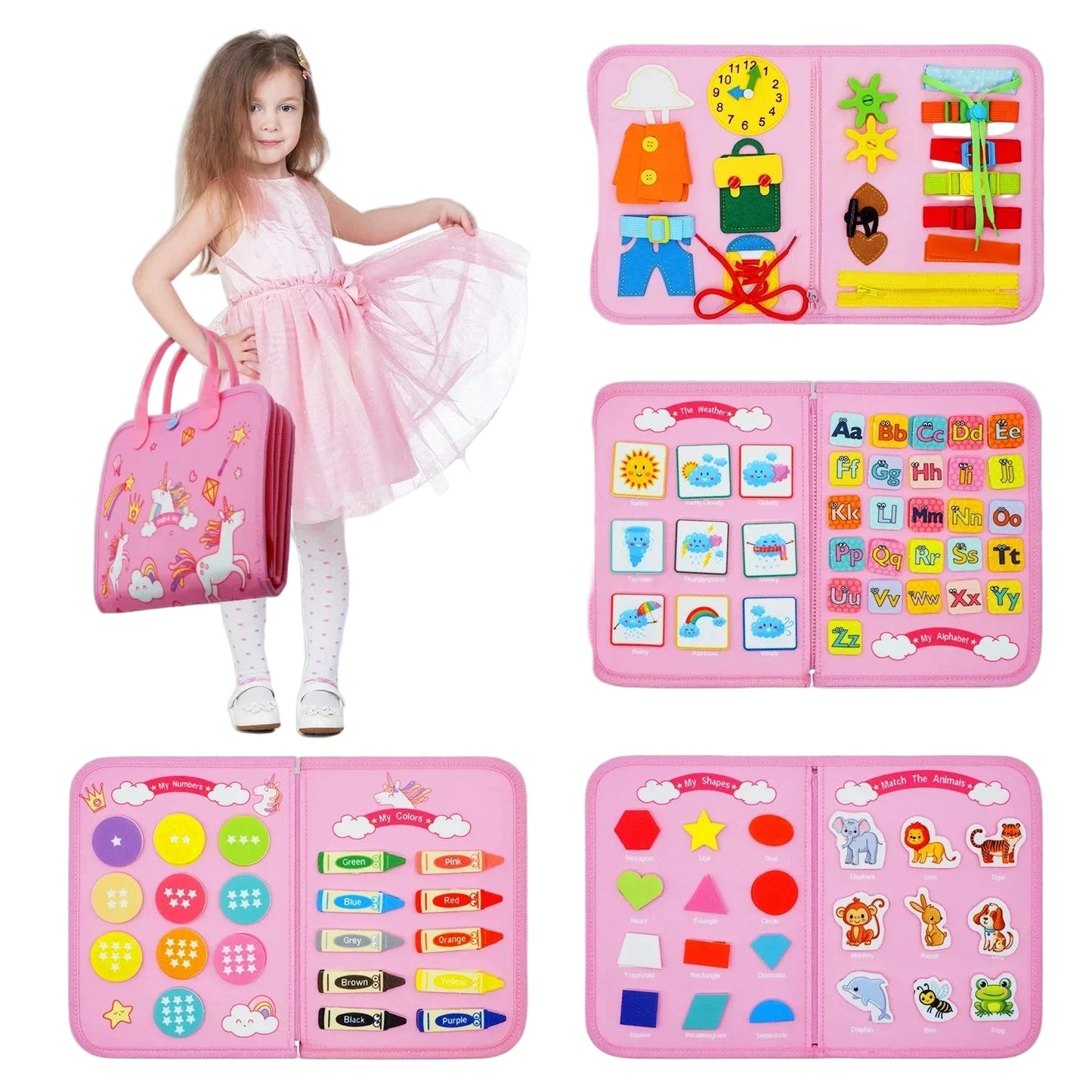 Montessori Busy Board for Toddlers | Interactive Learning Toy Book (3–6Y).