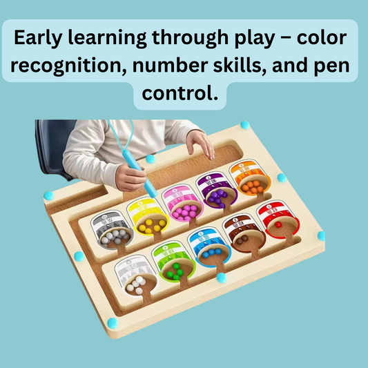 Florenelle™ Montessori Color & Number Board – Magnetic Bead Maze Game for Kids (3–6 yrs)
