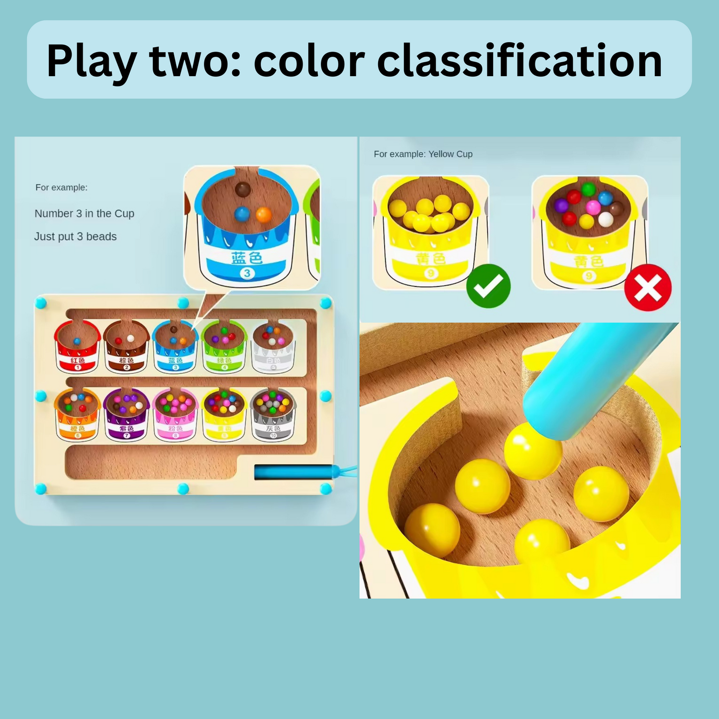 Florenelle™ Montessori Color & Number Board – Magnetic Bead Maze Game for Kids (3–6 yrs)