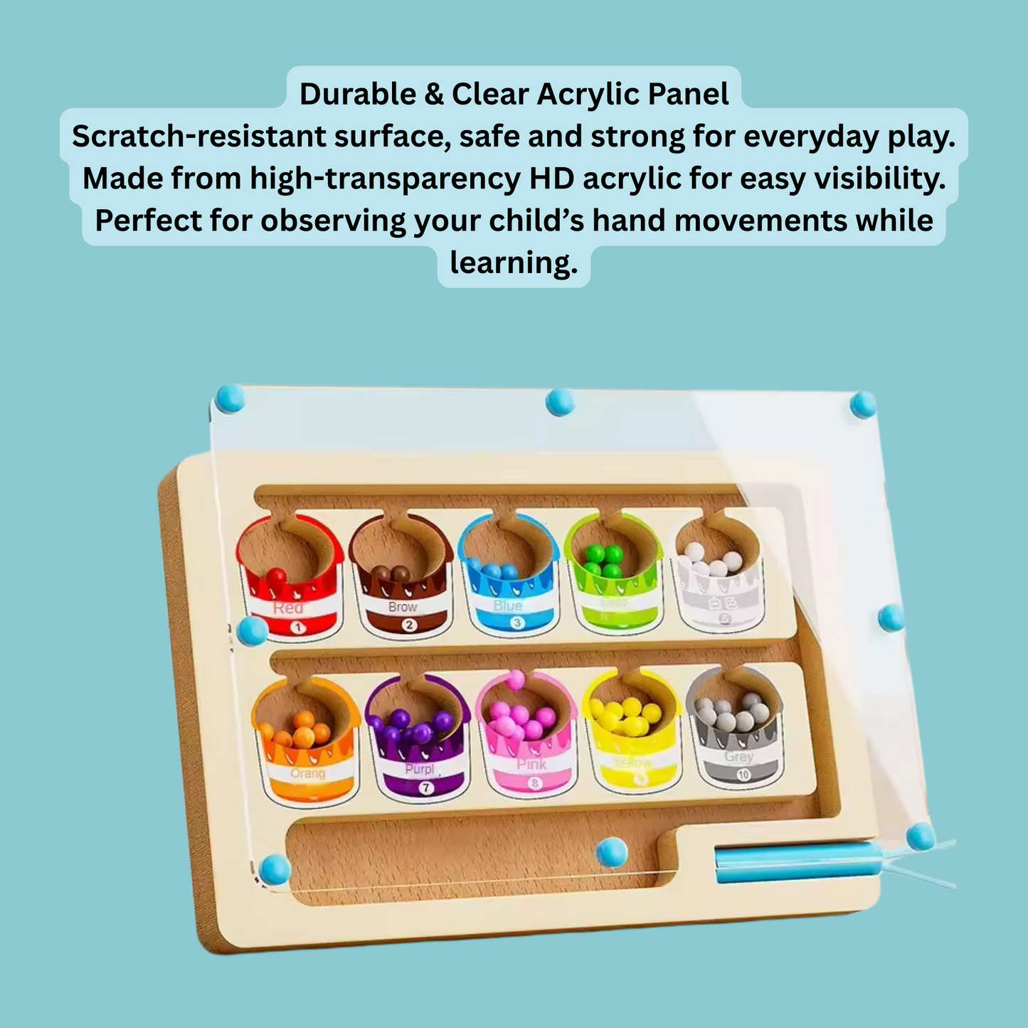 Florenelle™ Montessori Color & Number Board – Magnetic Bead Maze Game for Kids (3–6 yrs)