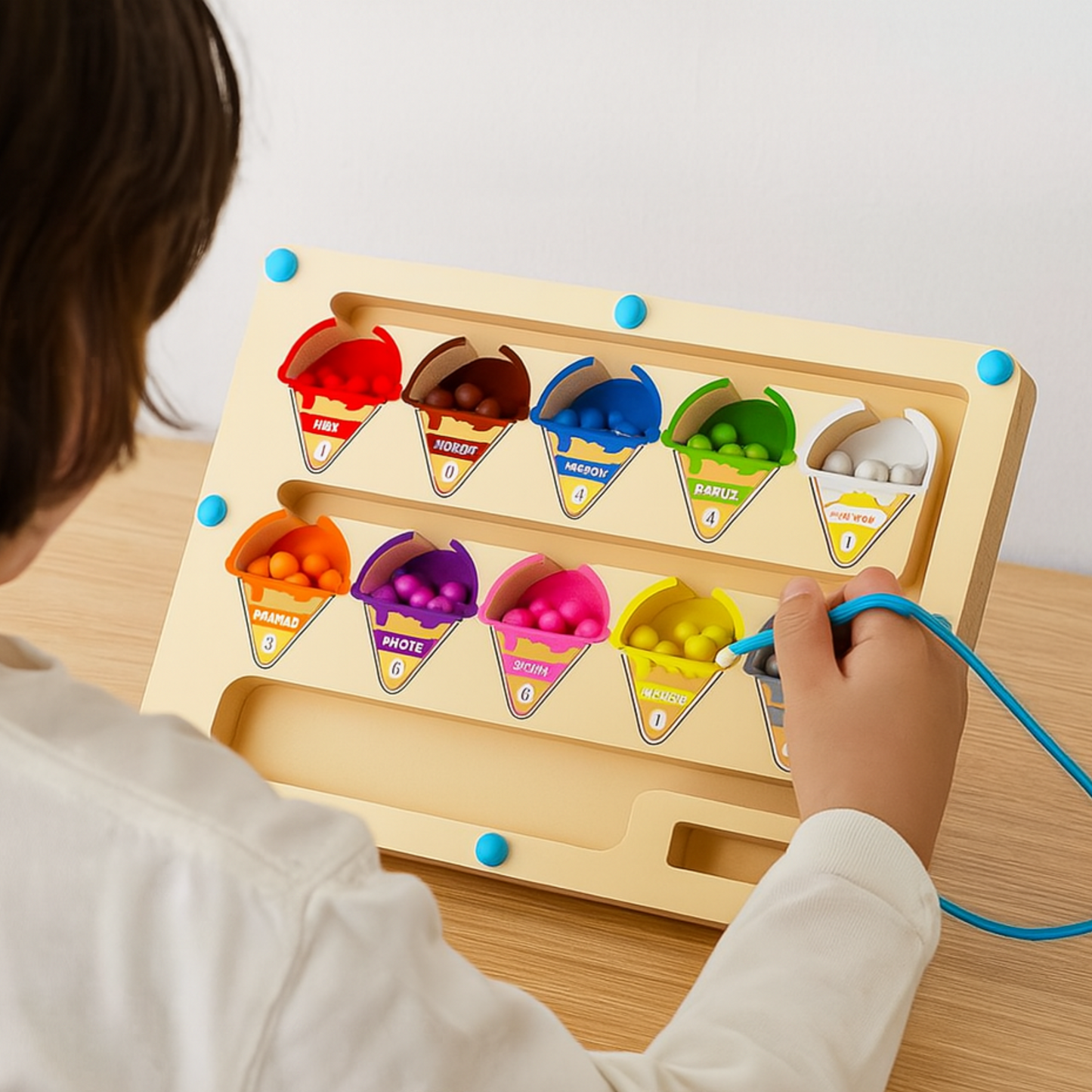 Florenelle™ Montessori Color & Number Board – Magnetic Bead Maze Game for Kids (3–6 yrs)