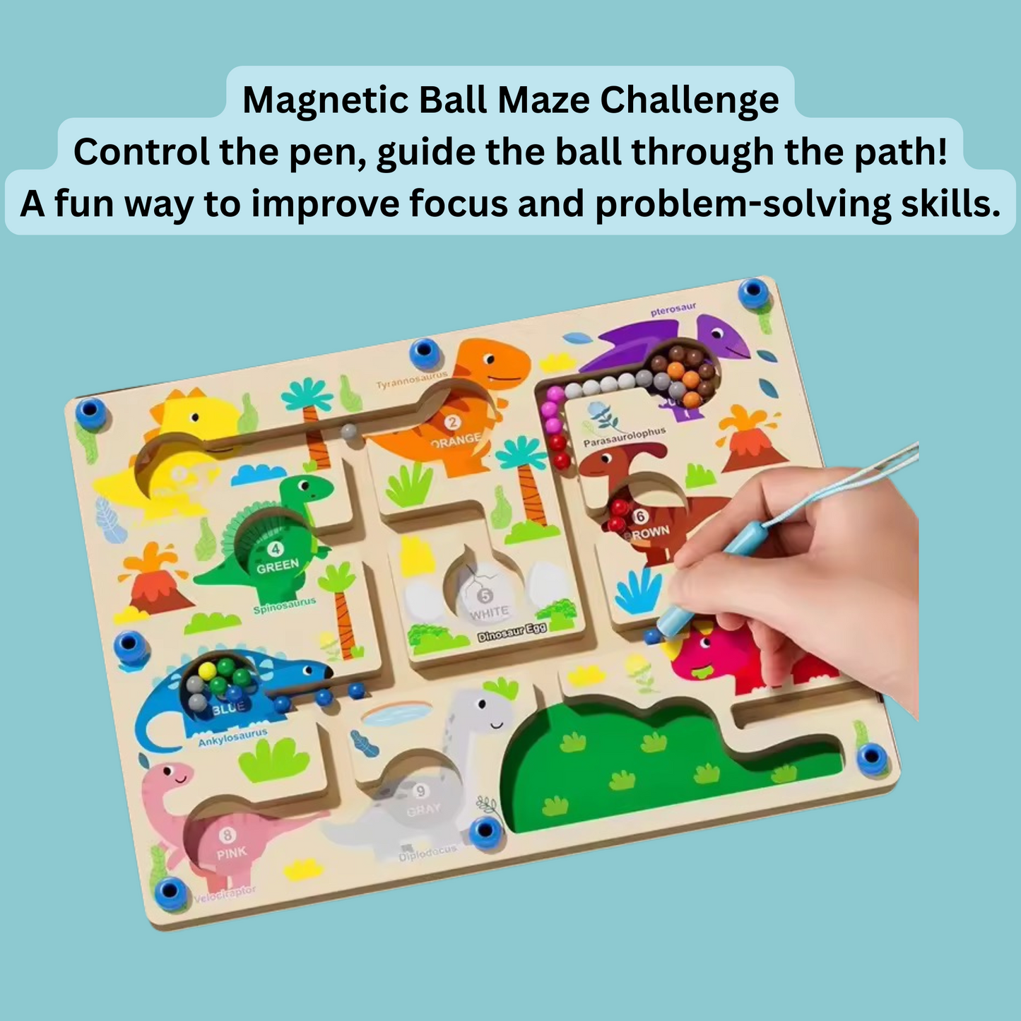 Florenelle™ Montessori Color & Number Board – Magnetic Bead Maze Game for Kids (3–6 yrs)