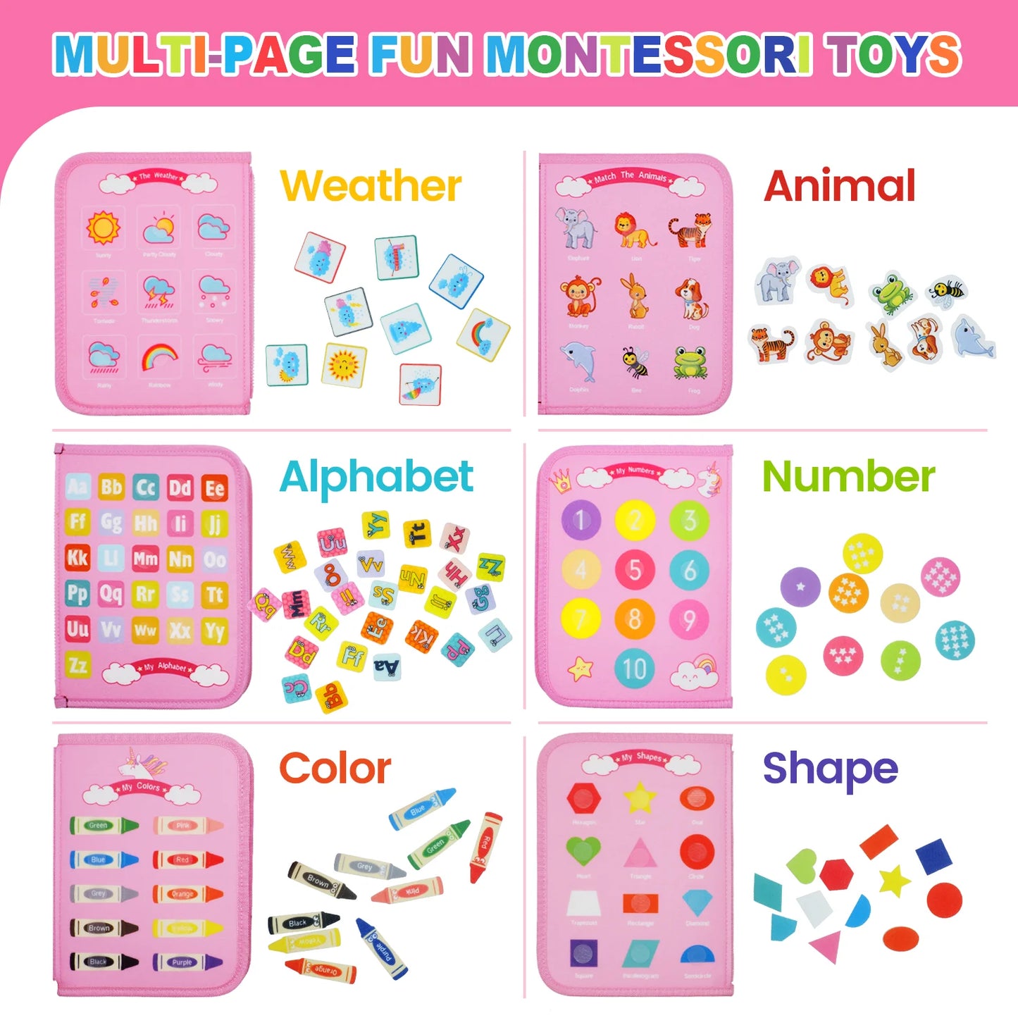 Montessori Busy Board for Toddlers | Interactive Learning Toy Book (3–6Y).