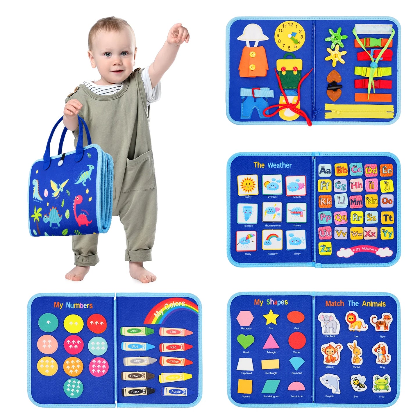 Montessori Busy Board for Toddlers | Interactive Learning Toy Book (3–6Y).
