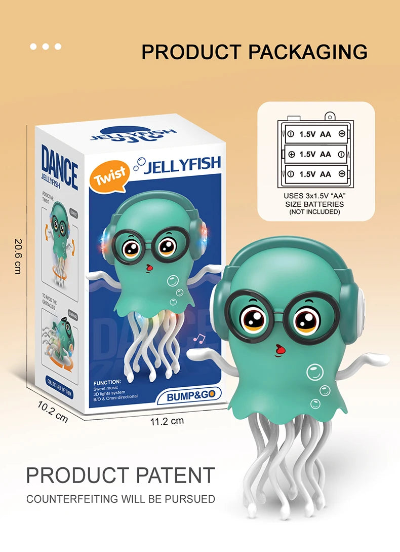 Magical Dancing Octopus Toy – Smart LED Music Crawling Baby Toy (Dance Jellyfish Edition).